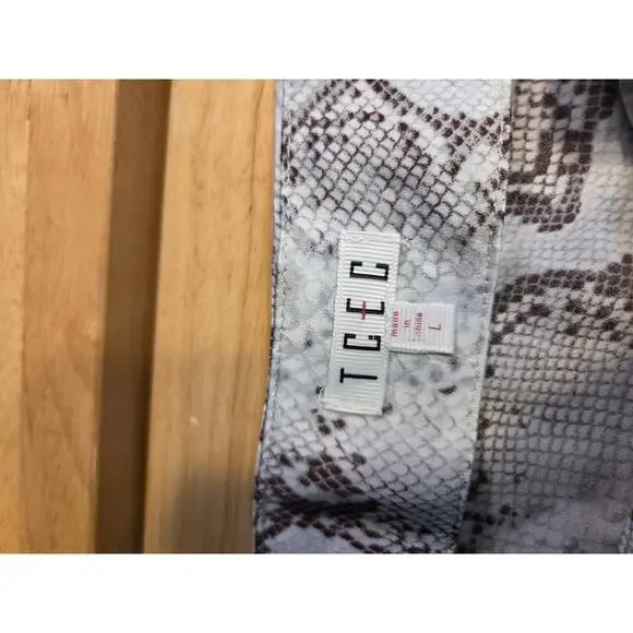 TCEC Snake Print Satin Hi-Lo Bias Cut Skirt Y2k 2000's Large Side Zip Button - Picture 7 of 12